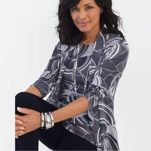 Chico's Travelers Classic Graphic Butterfly Jacket Size 1 US M